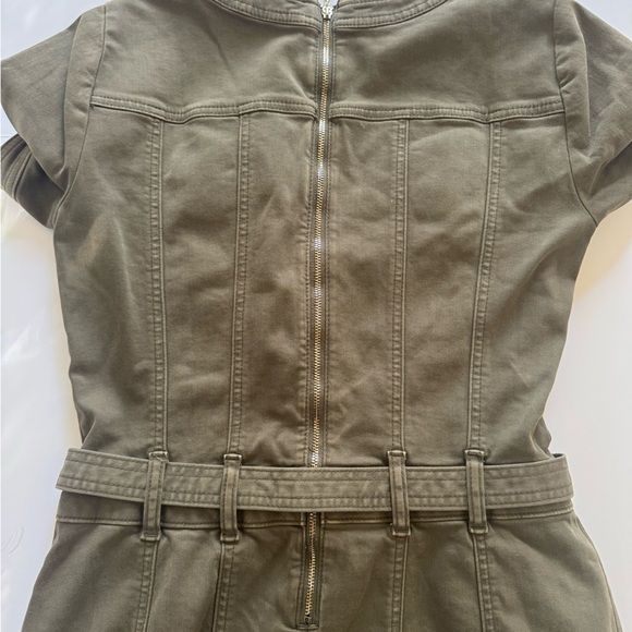 Khaki Button-Front Belted Mini Dress - Picture 10 of 12